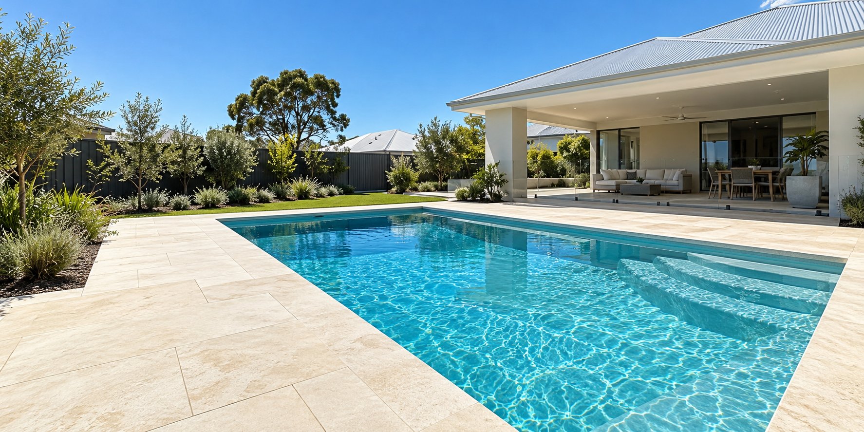 Representative modern fibreglass swimming pool in Perth WA